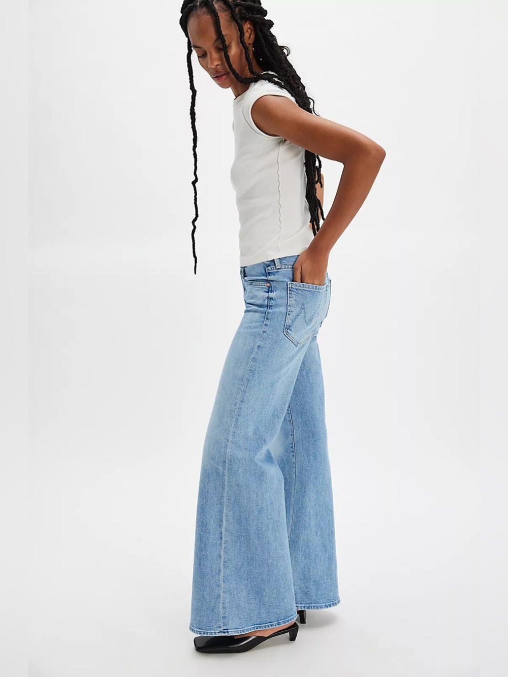 MOTHER Superior The Tomcat Roller High Rise Wide Leg Jeans/faded wash 31 NWT - Picture 3 of 13